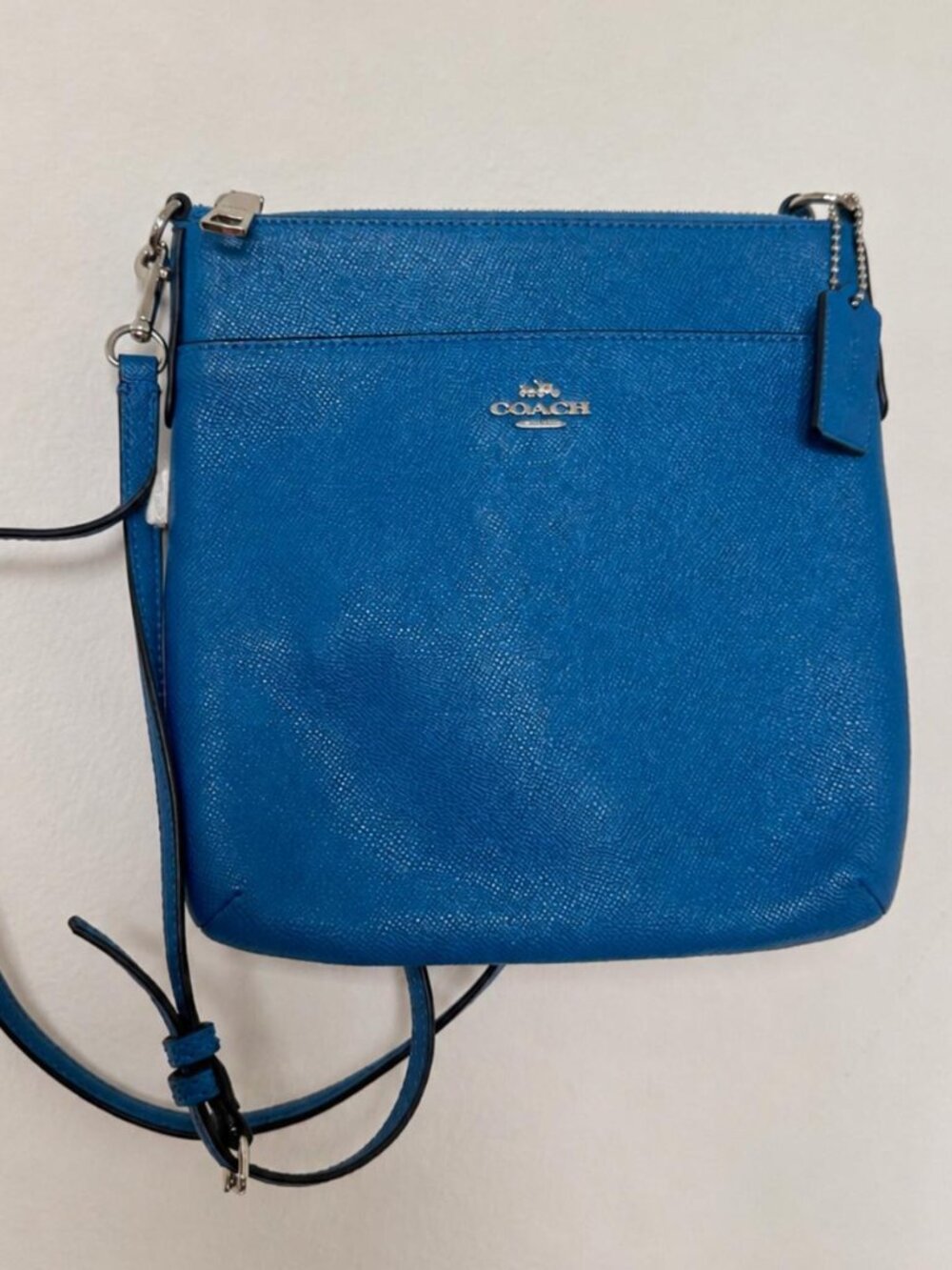 Coach North/South Swingpack Crossbody Bag Cobalt Blue Leather Small Bag